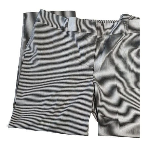  Talbots Signature Crop Pants Women SZ 14 Black Off White Stripes Straight Legs - Picture 11 of 13